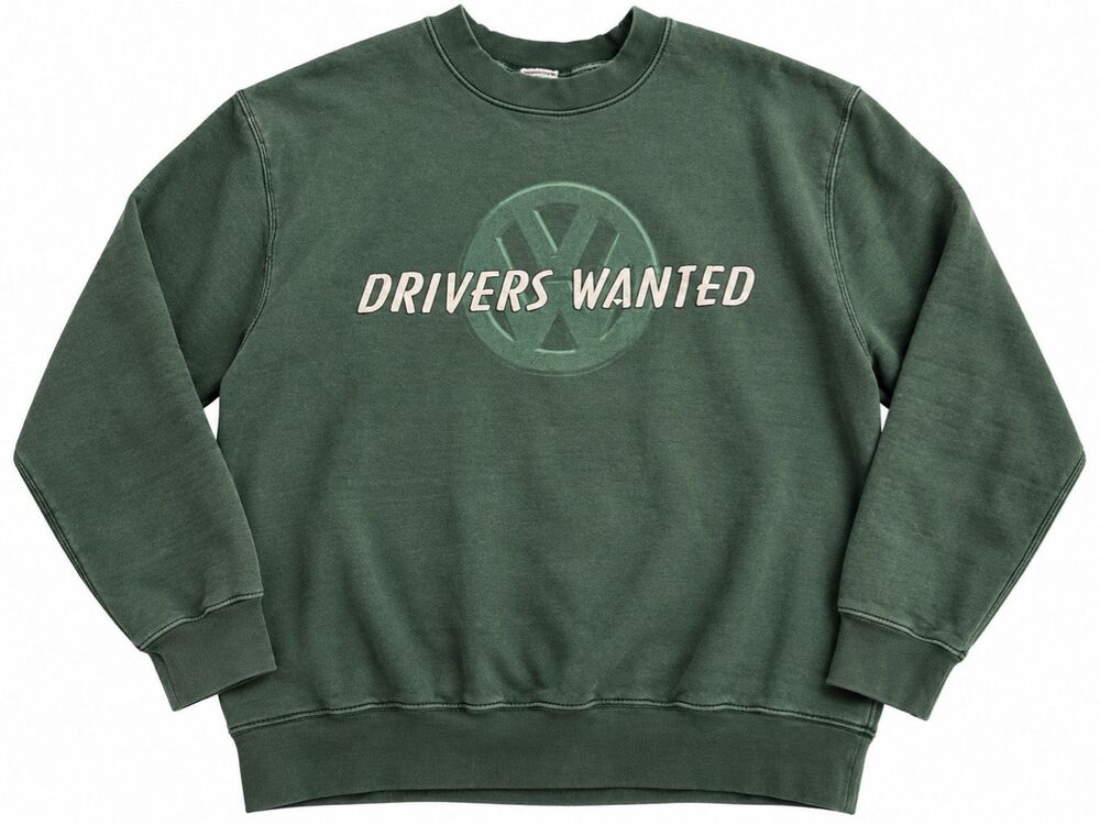 Drivers Wanted Volkswagen Fruit Of The Loom Vintage Green Sweatshirt Size XL